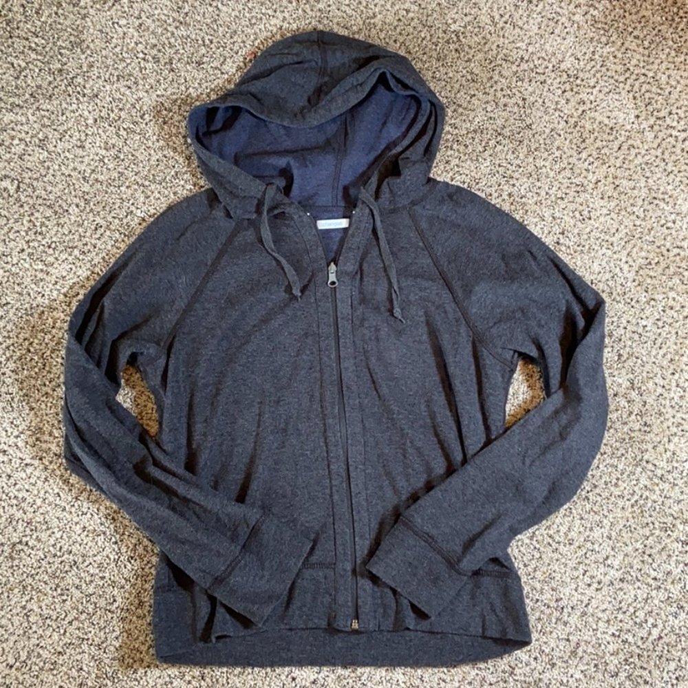 Lady Foot Locker Reversible Gray Blue Hoodie Zipup Full Zip Hooded Sweatshirt